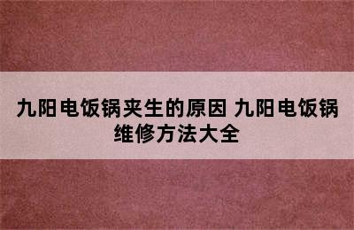 九阳电饭锅夹生的原因 九阳电饭锅维修方法大全